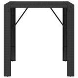 Bar Table with Glass Top Black 105x80x110 cm Poly Rattan - Side View