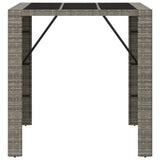 Bar Table with Glass Top Grey 105x80x110 cm Poly Rattan