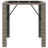 Bar Table with Glass Top Grey 105x80x110 cm Poly Rattan - Side View