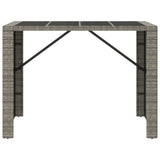 Bar Table with Glass Top Grey 145x80x110 cm Poly Rattan - Side View