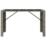 Bar Table with Glass Top Grey 185x80x110 cm Poly Rattan - Side View