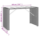 Bar Table with Glass Top Grey 185x80x110 cm Poly Rattan - Rear View