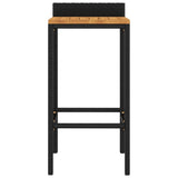 Bar Stools 2 pcs Black Poly Rattan and Solid Wood Acacia