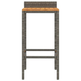 Bar Stools 2 pcs Grey Poly Rattan and Solid Wood Acacia