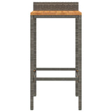 Bar Stools 2 pcs Grey Poly Rattan and Solid Wood Acacia - Top-Down View