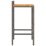 Bar Stools 2 pcs Grey Poly Rattan and Solid Wood Acacia - 45-Degree Angle
