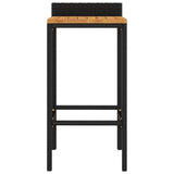 Bar Stools 4 pcs Black Poly Rattan and Solid Wood Acacia - Top-Down View