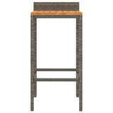 Bar Stools 4 pcs Grey Poly Rattan and Solid Wood Acacia