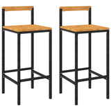 Bar Stools 2 pcs Black Poly Rattan and Solid Wood Acacia - Front View