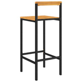 Bar Stools 2 pcs Black Poly Rattan and Solid Wood Acacia - Rear View