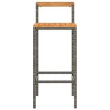 Bar Stools 2 pcs Grey Poly Rattan and Solid Wood Acacia - Top-Down View