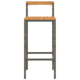 Bar Stools 4 pcs Grey Poly Rattan and Solid Wood Acacia