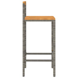 Bar Stools 4 pcs Grey Poly Rattan and Solid Wood Acacia - 45-Degree Angle