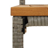 Bar Stools 4 pcs Grey Poly Rattan and Solid Wood Acacia - Close-Up Angle