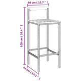 Bar Stools 4 pcs Grey Poly Rattan and Solid Wood Acacia - Low Angle