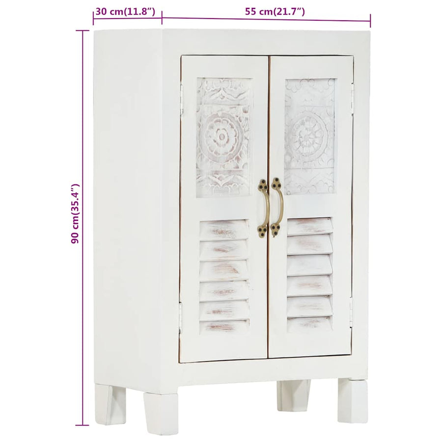 Sideboard White 55x30x90 cm Solid Wood Acacia
