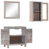 3 Piece Bathroom Furniture Set Solid Wood Acacia - Front View