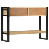 Console Table 110x30x76 cm Solid Rough Wood Mango - Side View