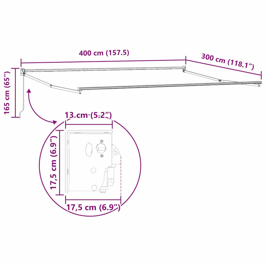 Retractable Awning Frame Anthracite 400 x 300 cm Aluminium