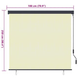 Roller Blind Cream 180 x 250 cm Fabric and Aluminum