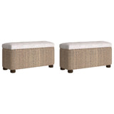 Storage Benches 2 pcs with Grey Cushion 69 cm Cattail