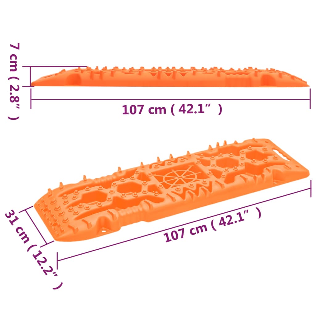 Traction Boards 2 pcs Orange 107x31x7 cm Nylon