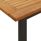Garden Table with U-shaped Legs 160x80x75 cm Solid Wood Acacia - Rear View