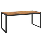 Garden Table with U-shaped Legs 180x90x75 cm Solid Wood Acacia - Front View