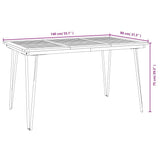 Garden Table with Hairpin Legs 140x80x75 cm Solid Wood Acacia - Low Angle