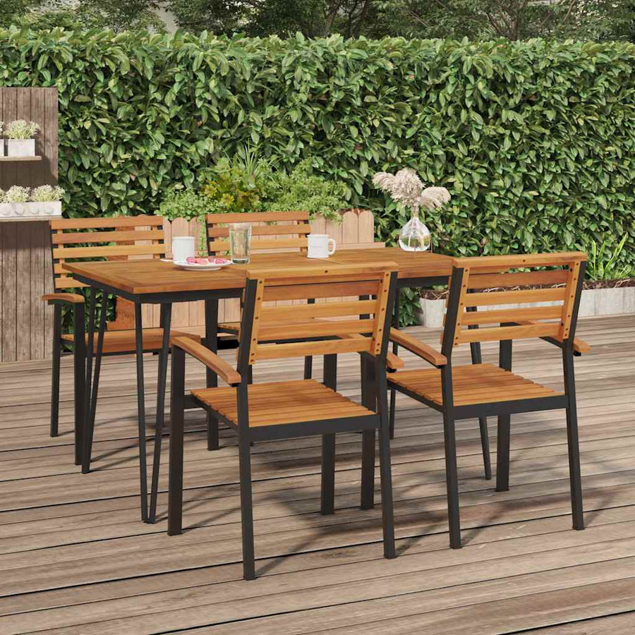 Garden Table with Hairpin Legs 140x80x75 cm Solid Wood Acacia