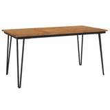 Garden Table with Hairpin Legs 160x80x75 cm Solid Wood Acacia - Front View