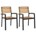 Stackable Garden Chairs 2 pcs Solid Wood Acacia and Metal