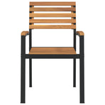 Stackable Garden Chairs 2 pcs Solid Wood Acacia and Metal