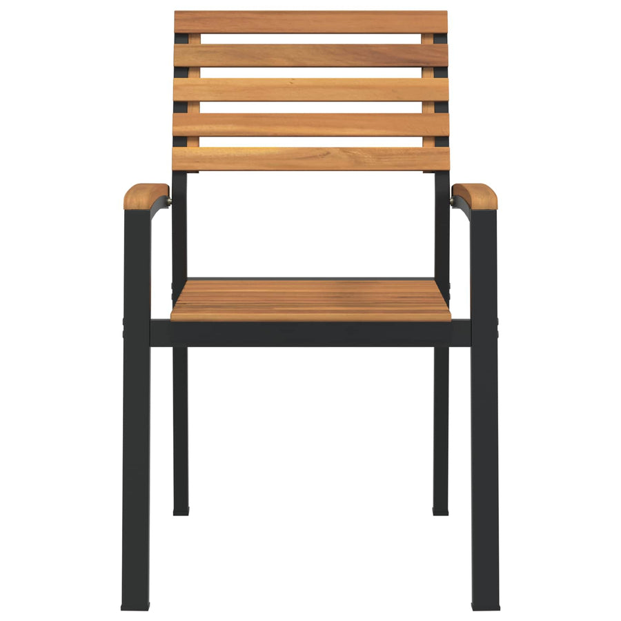 Stackable Garden Chairs 2 pcs Solid Wood Acacia and Metal