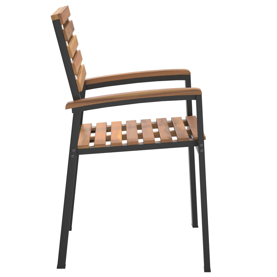 Stackable Garden Chairs 2 pcs Solid Wood Acacia and Metal