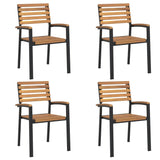 Stackable Garden Chairs 4 pcs Solid Wood Acacia and Metal - Front View