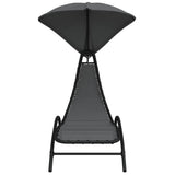 Sun Lounger with Canopy Dark Grey 167x80x195 cm Fabric&Steel - Side View