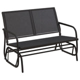 Garden Glider Bench Black 120.5x76x86.5 cm Textilene&Steel - Front View