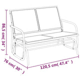 Garden Glider Bench Black 120.5x76x86.5 cm Textilene&Steel - Close-Up Angle