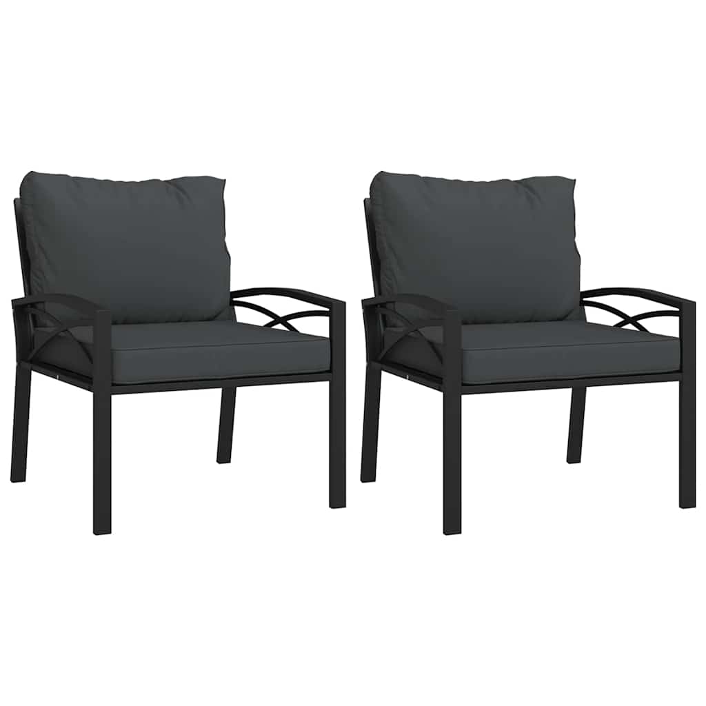 Garden Chairs with Grey Cushions 2 pcs 68x76x79 cm Steel