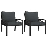 Garden Chairs with Grey Cushions 2 pcs 68x76x79 cm Steel - Front View