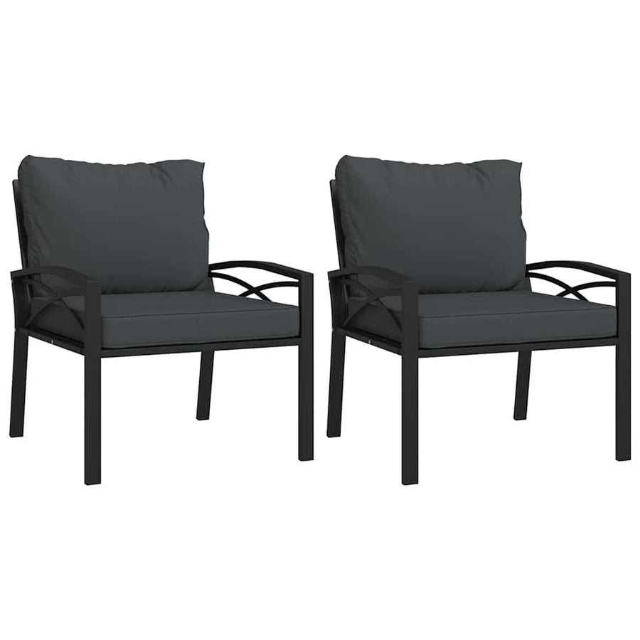 Garden Chairs with Grey Cushions 2 pcs 68x76x79 cm Steel