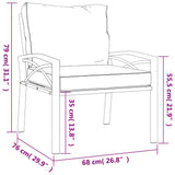 Garden Chairs with Grey Cushions 2 pcs 68x76x79 cm Steel