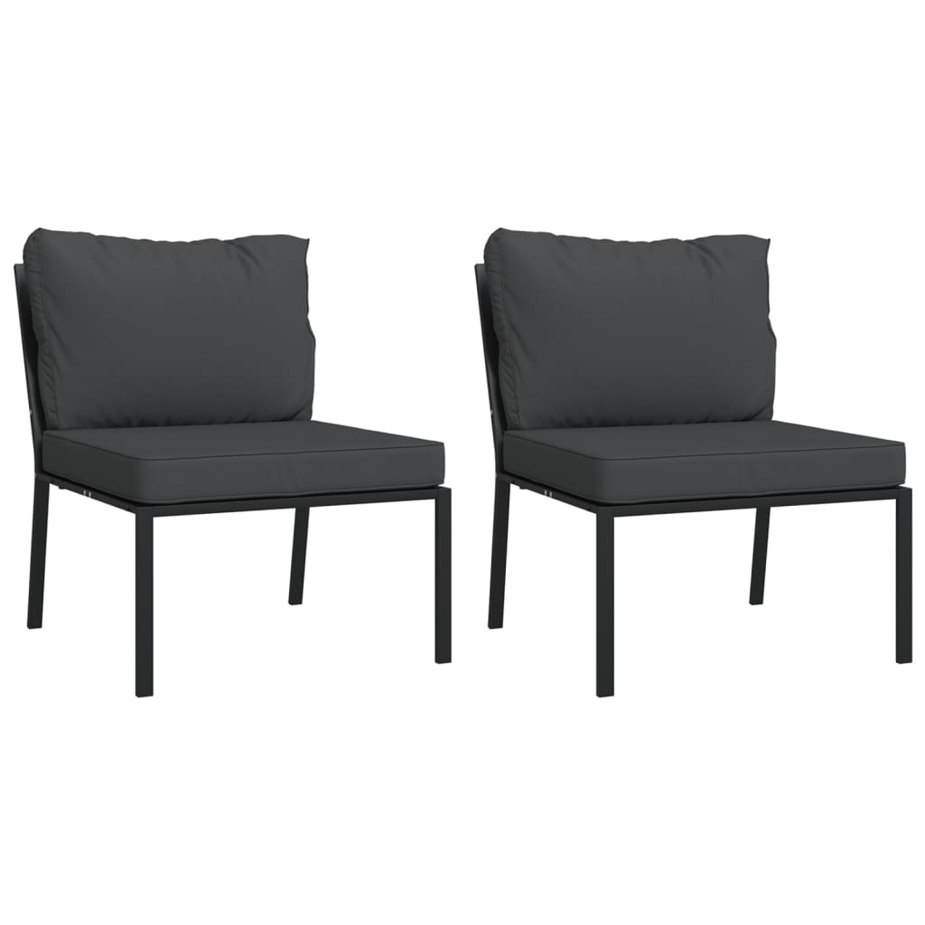 Garden Chairs with Grey Cushions 2 pcs 60x74x79 cm Steel