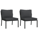 Garden Chairs with Grey Cushions 2 pcs 60x74x79 cm Steel