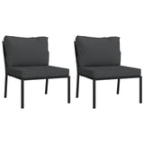 Garden Chairs with Grey Cushions 2 pcs 60x74x79 cm Steel - Front View