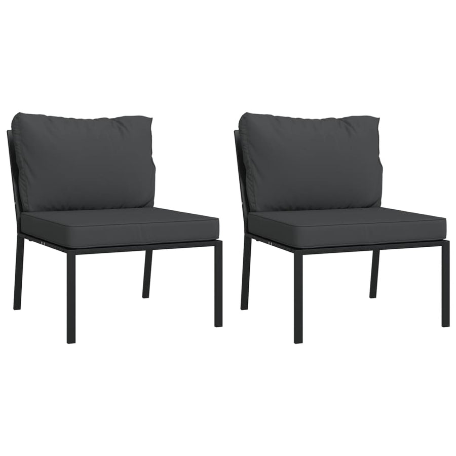 Garden Chairs with Grey Cushions 2 pcs 60x74x79 cm Steel