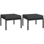 Garden Footstools with Grey Cushions 2 pcs 60x60x35 cm Steel