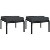 Garden Footstools with Grey Cushions 2 pcs 60x60x35 cm Steel - Front View
