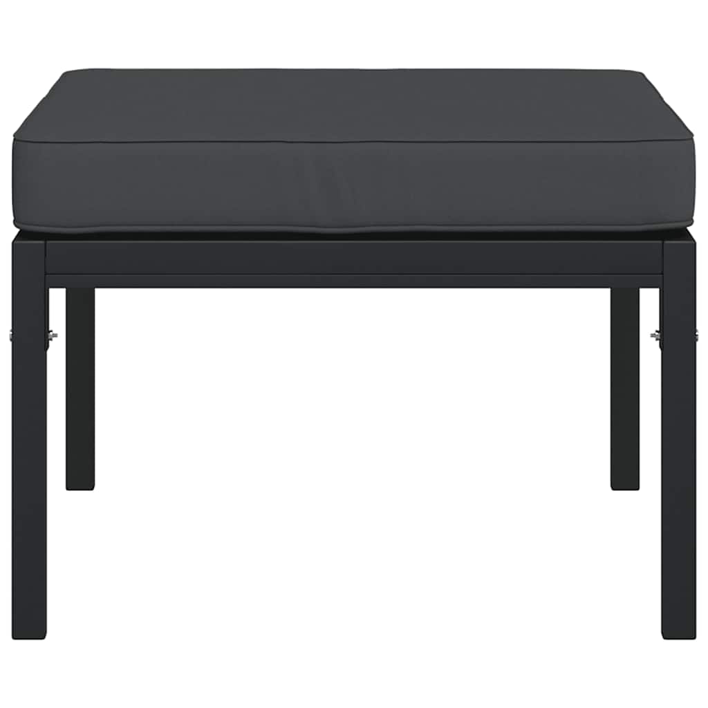 Garden Footstools with Grey Cushions 2 pcs 60x60x35 cm Steel